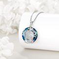wholesale 925 Sterling Silver Tree of Life Dinosaur Family Pendant Necklace with Blue Crystals and Leaves Design-0-3