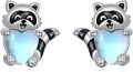 wholesale 925 Sterling Silver Heart-Shaped Moonstone Raccoon Stud Earrings-0-0