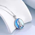 wholesale TOUPOP Wolf Necklace Sterling Silver Wolf Jewelry Opal Moon Pendant Necklace -0-3
