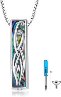 wholesale 925 Sterling Silver Abalone Shell Urn Pendant with Tree of Life Design and Phoenix Motif - Celtic Memorial Keepsake Jewelry for Ashes (Necklace Included)-Celtic