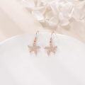 wholesale 925 Sterling Silver Plated Rose Gold Starfish Cubic Zirconia Drop Earrings for Women 3D Sea Life  Idea-0-1