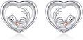 wholesale 925 Sterling Silver Heart-Shaped Sea Otter Stud Earrings for Women-0-0