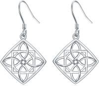 wholesale 925 Sterling Silver Celtic Knot Cubic Zirconia-Shaped Drop Earrings - Irish s for Women-Celtic Style-12