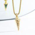 wholesale Gold 925 Sterling Silver Arrowhead Pendant Necklace  with Opal and Knotwork Design - Mens Womens Celtic Viking Jewelry-0-1