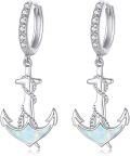 wholesale 925 Sterling Silver Anchor Earrings for Women Nautical Dangle Hoop Small Minimalist Hypoallergenic  for Wife Mom Summer Birthday Christmas-0-0