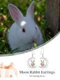 wholesale 925 Sterling Silver Moon Rabbit Carrot Drop Earrings for Women Girls -0-5