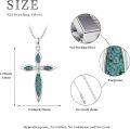 wholesale 925 Sterling Silver & Turquoise Women's Cross Necklace, Elegant Dainty Faith Jewelry Gift-0-5