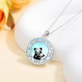 wholesale 925 Sterling Silver Round Moonstone Mother and Baby Panda Pendant Necklace-0-2