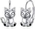 wholesale 925 Sterling Silver Fox Stud Earrings for Women Girls Animal  48x37mm-0-0