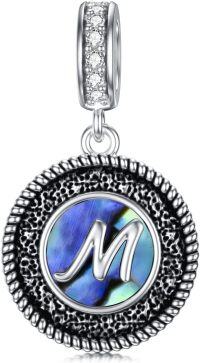 wholesale 925 Sterling Silver Abalone Shell Alphabet Charms A Z for Jewelry-M