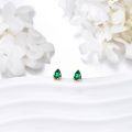 wholesale 14K Gold Emerald Pear-Shaped Stud Earrings for Women - Birthday & Christmas Gifts-0-3
