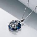 wholesale 925 Sterling Silver & Crystal Wolf on Moon Necklace - Howling Wolf Crescent Moon Pendant-0-4