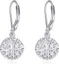 wholesale 925 Sterling Silver Round Greek Key Pattern Drop Earrings with Leverbacks-0-0