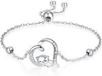 wholesale 925 Sterling Silver Heart & Pig Charm Bracelet with Adjustable Chain - Ideal Gift for Women-07 Pig