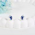 wholesale 925 Sterling Silver Butterfly Blue Enamel Stud Earrings with Cubic Zirconia Accents-0-3