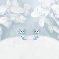 wholesale 925 Sterling Silver Blue Opal Axolotl Stud Earrings for Women -0-2