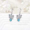 wholesale 925 Sterling Silver & Turquoise Cactus Dangle Earrings, 0.48x1.37 Inch Western Jewelry Gift-0-2