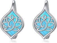 wholesale 925 Sterling Silver Turquoise Lotus Flower Stud Earrings - Unique s for Her Him-Turquoise Lotus Leverback