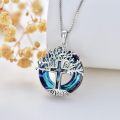wholesale 925 Sterling Silver 925 Celtic Cross w/Blue Crystal Tree Of Life Pendant Necklaces Gifts For Her Him-0-1
