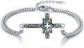 wholesale 925 Sterling Silver Abalone Shell Star of David Celtic Cross Charm Bracelet for Women Men  6-8 Adjustable Chain Length-0-0