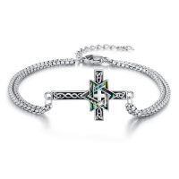 wholesale 925 Sterling Silver Abalone Shell Star of David Celtic Cross Charm Bracelet for Women Men  6-8 Adjustable Chain Length-Abalone