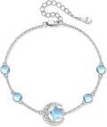 wholesale Silver Moonstone Star & Crescent Adjustable Bracelet - 925 Sterling Silver s for Women and Girls-0-0
