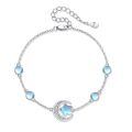 wholesale 925 Sterling Silver Crescent Moon Star Rainbow Moonstone Chain Bracelet For Women-0-0