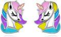 wholesale 925 Sterling Silver Rainbow Unicorn Head Stud Earrings for Women Girls Gift-0-0