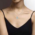 wholesale 925 Sterling Silver Heart Pendant with Turquoise Stone and Chain for Women -0-3