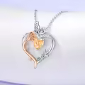 TOUPOP Sterling Silver Citrine Heart Butterfly Pendant Necklace-0-3
