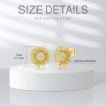 wholesale 925 Sterling Silver Yellow Gold Plated Diamond Sunflower Stud Earrings for Women-0-4