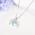 wholesale 925 Sterling Silver Opalite Spider Pendant Necklace for Women Girls-0-2