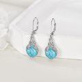 wholesale 925 Sterling Silver Drop Earrings Blue Moonstone Celtic Knot Platinum Plated For Women-0-43