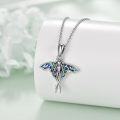 wholesale 925 Sterling Silver Abalone Shell Luna Moth Pendant Necklace for Women-0-4