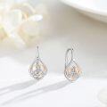 wholesale 925 Sterling Silver Heart-Shaped Triquetra Celtic Knot Drop Earrings with Rose Gold Accents - Hypoallergenic Leverbacks for Women and Girls-0-3