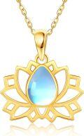 wholesale 14K Gold Opal Lotus Pendant Necklace for Women - Mothers Day s-0-0