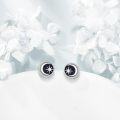 wholesale 925 Sterling Silver Blue Sandstone Star Earrings with Glittering Specks, 12.4mm-0-3
