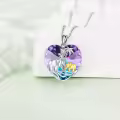 TOUPOP Sterling Silver Crystal Elephant Necklace For Women Mother And Daughter Or Son-0-1