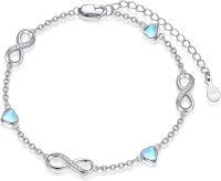 wholesale 925 Sterling Silver Infinity Heart Charm Bracelet-Infinity-3 Heart 7"-9"