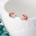 wholesale 925 Sterling Silver Hedgehog Stud Earrings with Red Beads and Rose Gold Accents - Adorable Animal Jewelry for Women-0-3