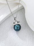 wholesale 925 Sterling Silver & 18K White Gold Plated Black Tahitian Pearl Graduation Cap Pendant Necklace-0-1