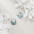 wholesale 925 Sterling Silver Abalone Shell Inlay Floral Hoop Earrings for Women - Trendy Birthday Gift-0-1