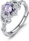 wholesale Sterling Silver Zircon Celtic Birthstone Adjustable Ring for Women-0-0