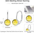 wholesale 925 Sterling Silver 7mm Egg Cut Birthstone Leverback Drop Earrings for Women Girls-0-3