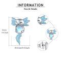 wholesale 925 Sterling Silver Axolotl Stud Earrings with Blue Opal for Women Hypoallergenic Animal Jewelry-0-2