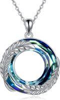 wholesale 925 Sterling Silver Blue Crystal Spiral Pendant Necklace for Women Gifts-0-0