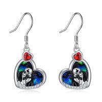 TOUPOP Sterling Silver Abalone Shell Jack And Sally Skull Earrings-undefined