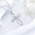 wholesale 925 Sterling Silver Infinity Cross Pendant with Cubic Zirconia Necklaces for Women s 45cm Chain Length-0-2
