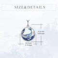 wholesale 925 Sterling Silver Blue Enamel Whale Wave Circle Pendant Necklace Set for Women-0-5