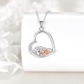 wholesale 925 Sterling Silver Necklace Heart Horse Girl Pendant Cubic Zirconia Rose Gold Plated-0-3